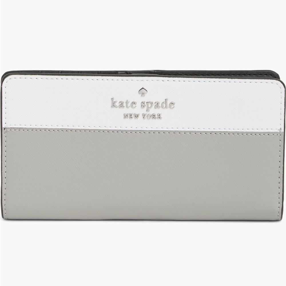 Kate Spade New York Staci Large Slim Bifold Wallet in Nimbus Grey Multi NWT